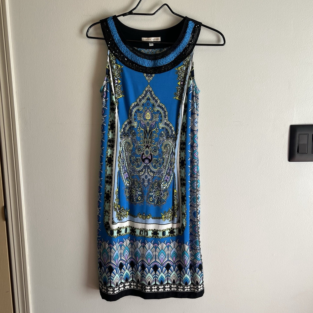 Sandra Darren Womens Sleeveless Pullover Dress Geometric Multicolor Size 6 - Picture 2 of 14